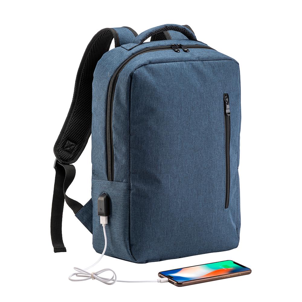 Zaino porta computer poliestere two tone con tre tasche con porta USB esterna Zaino porta computer poliestere two tone con tre tasche con porta USB esterna